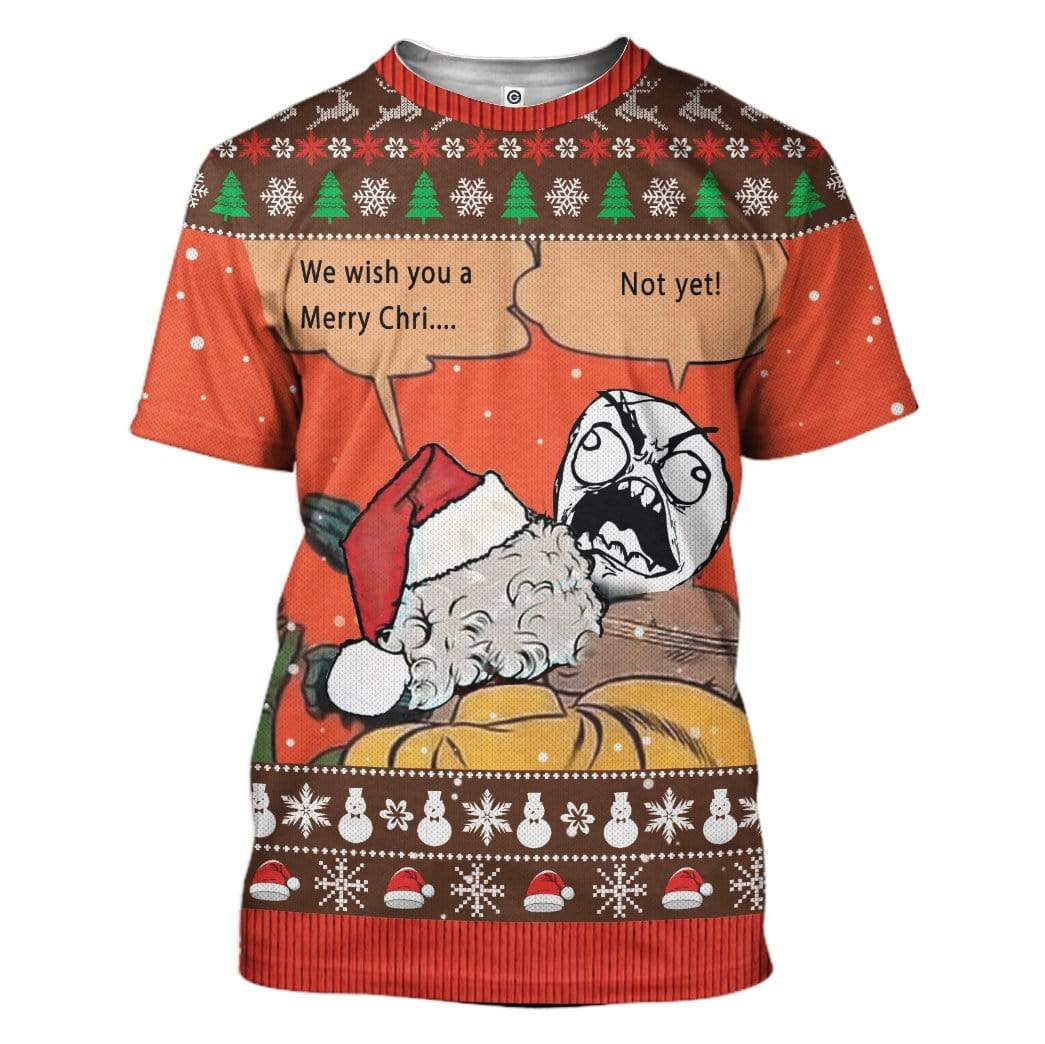 Gearhumans Ugly Angry Face Meme Slapping Santa Christmas Custom T-Shir