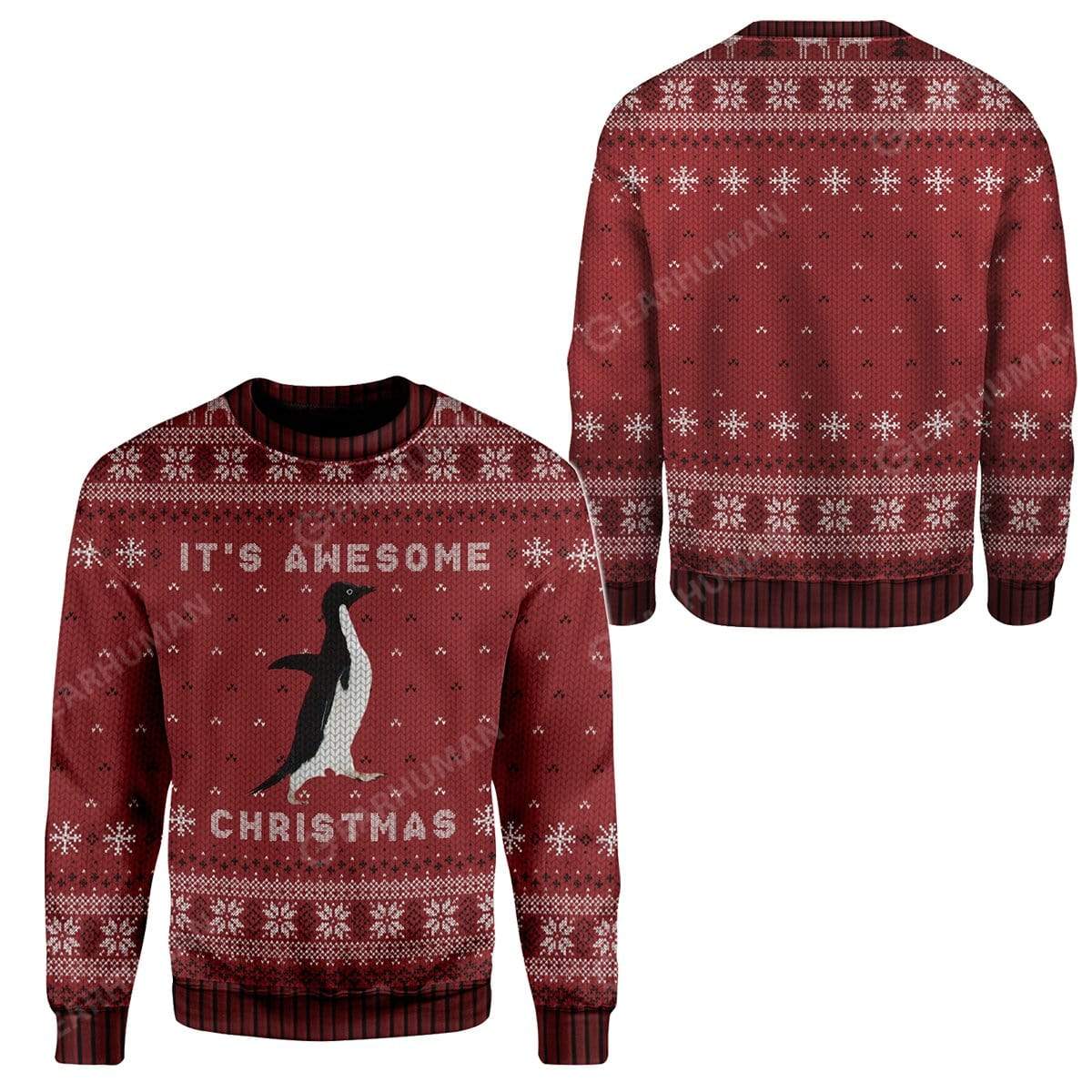 Ugly Awesome Penguin Christmas Custom Sweater Apparel AN-DT2711194 Ugly Christmas Sweater 