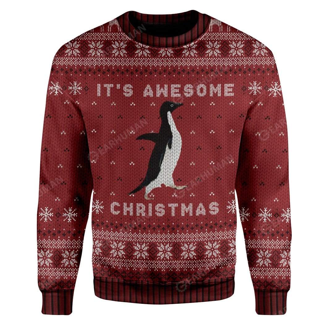 Ugly Awesome Penguin Christmas Custom Sweater Apparel AN-DT2711194 Ugly Christmas Sweater Long Sleeve S 