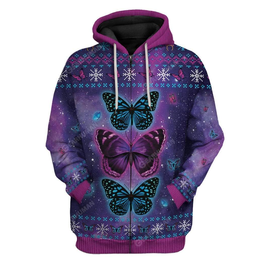 Ugly Butterfly Custom T-Shirts Hoodies Apparel AN-DT3011191 3D Custom Fleece Hoodies Zip Hoodie S 