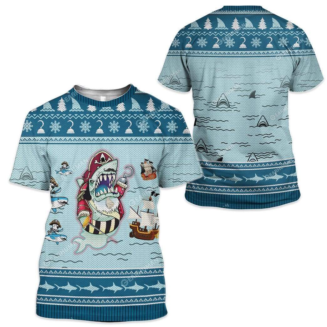 Ugly Captain Shark And Pirates Custom T-Shirts Hoodies Apparel AN-DT0412191 3D Custom Fleece Hoodies 