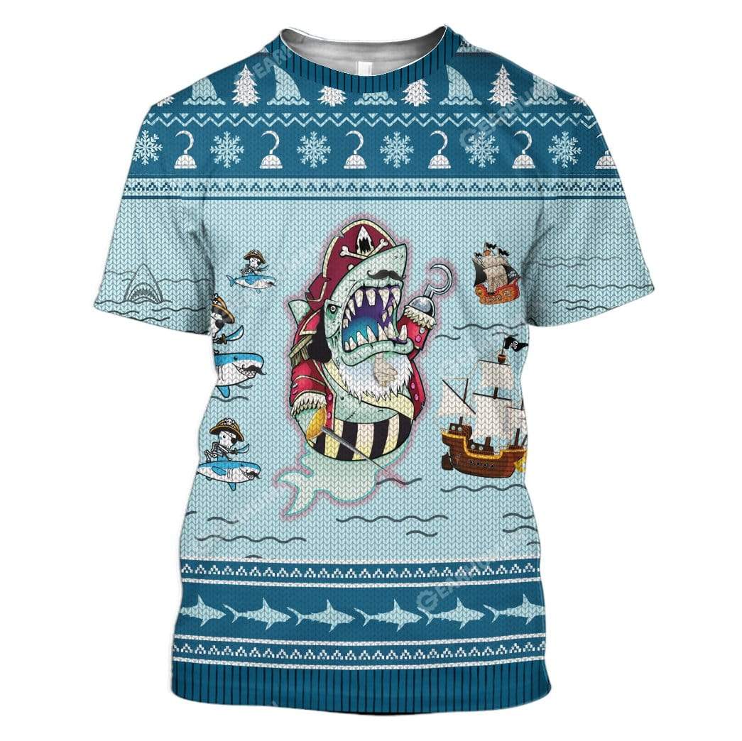 Ugly Captain Shark And Pirates Custom T-Shirts Hoodies Apparel AN-DT0412191 3D Custom Fleece Hoodies T-Shirt S 