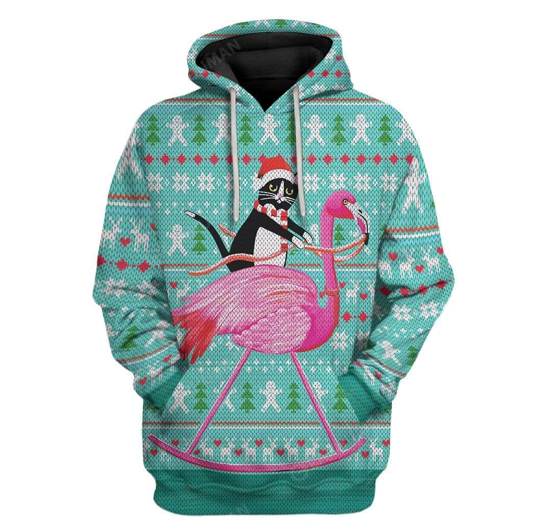 Ugly Cat And Flamingo Custom T-shirt - Hoodies Apparel HD-TT08111908 3D Custom Fleece Hoodies Hoodie S 