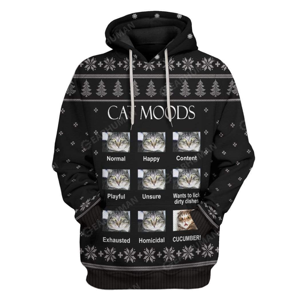 Ugly Cat Moods T-Shirts Hoodies Apparel AN-QM0212196 3D Custom Fleece Hoodies Hoodie S 