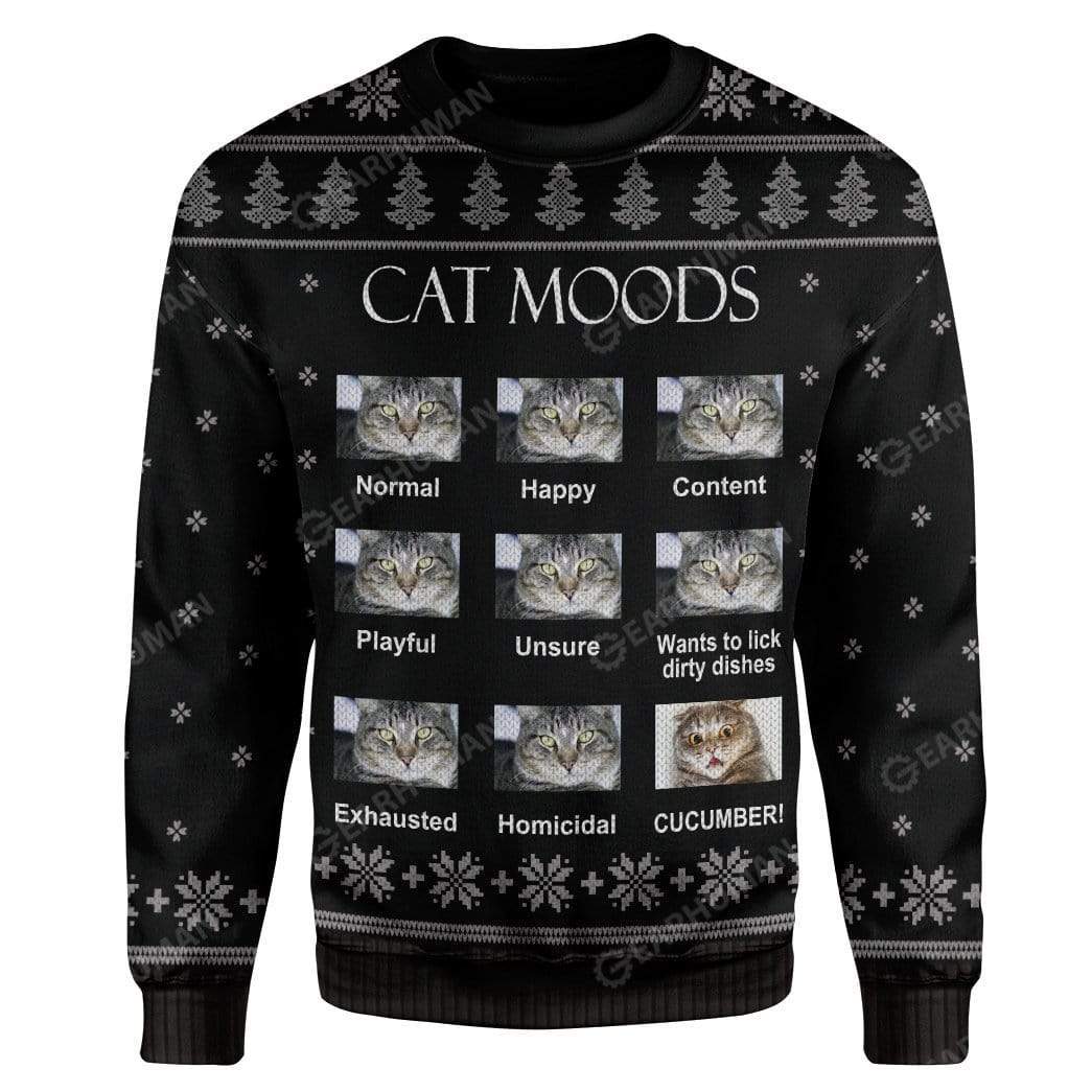 Ugly Cat Moods T-Shirts Hoodies Apparel AN-QM0212196 3D Custom Fleece Hoodies Long Sleeve S 