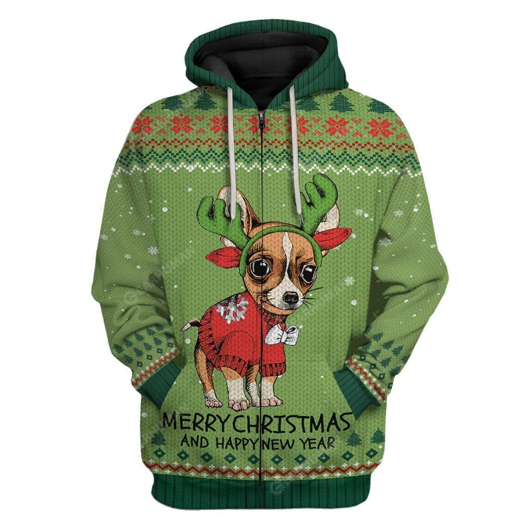 Ugly Chihuahua Christmas Hoodie T-Shirts Apparel DG-AT0512194 3D Custom Fleece Hoodies Zip Hoodie S 