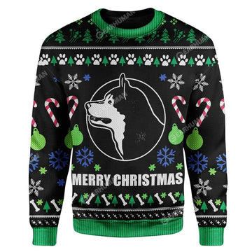 Gearhumans Ugly Christmas Alaskan Malamute Dog Breed Custom Sweater Apparel