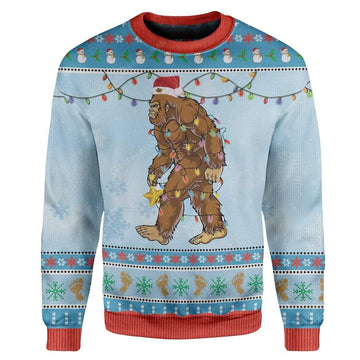 Gearhumans Ugly Christmas Bigfoot Hoodie T-Shirts Apparel