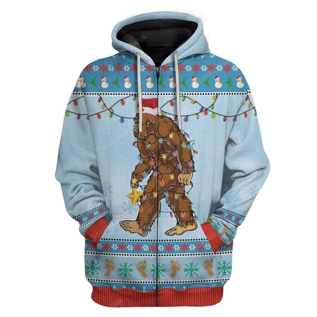 Ugly Christmas Bigfoot Hoodie T-Shirts Apparel HD-TA2711193 3D Custom Fleece Hoodies Zip Hoodie S 