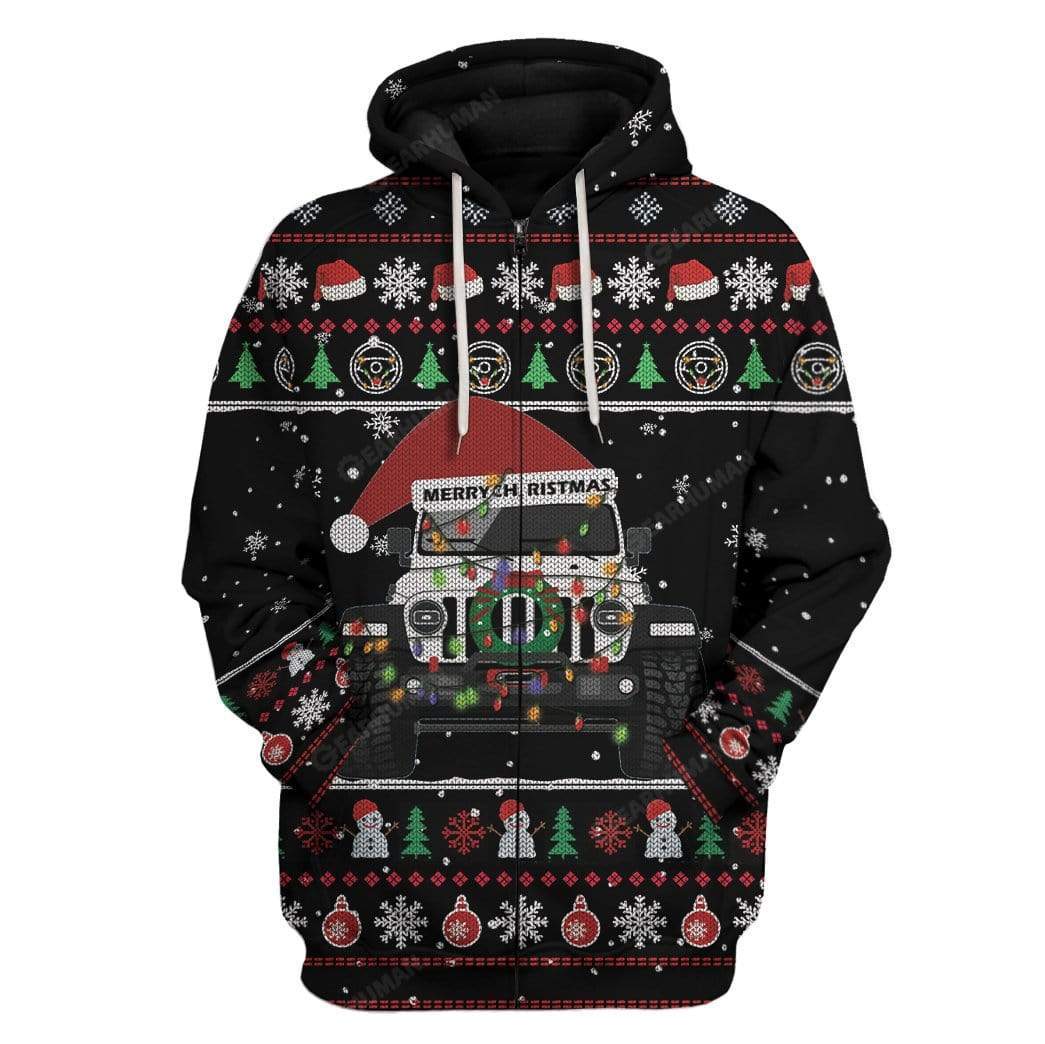 Ugly Christmas Car Custom T-shirt - Hoodies Apparel HD-TA21111902 3D Custom Fleece Hoodies Zip Hoodie S 