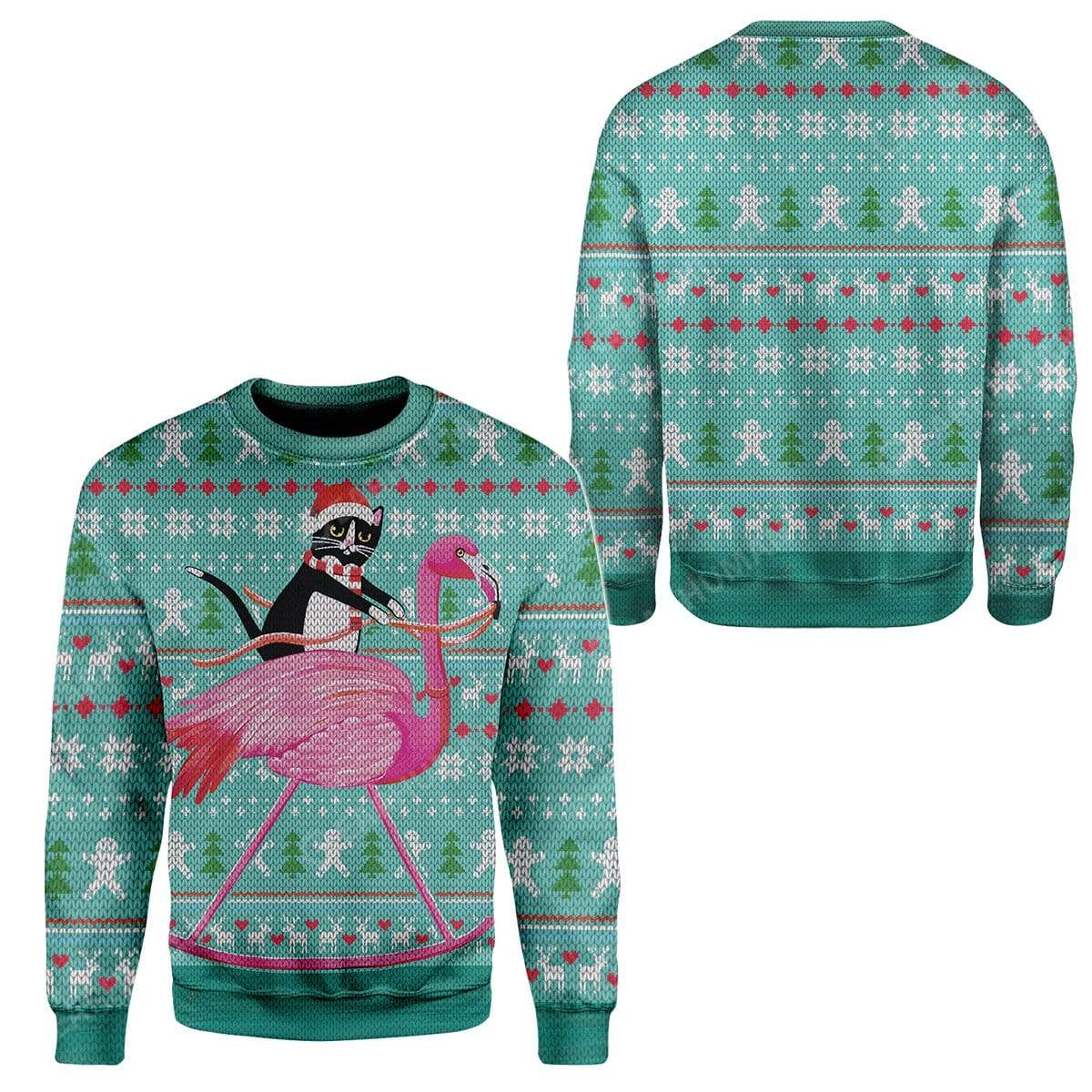 Ugly Christmas Cat And Flamingo Custom Sweater Apparel HD-TT08111908 Ugly Christmas Sweater 