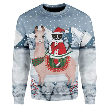 Gearhumans Ugly Christmas Cat Custom Sweater Apparel