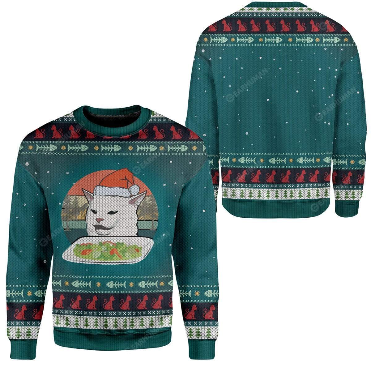 Ugly Christmas Cat Custom T-shirt - Hoodies Apparel HD-AT16111916 3D Custom Fleece Hoodies 