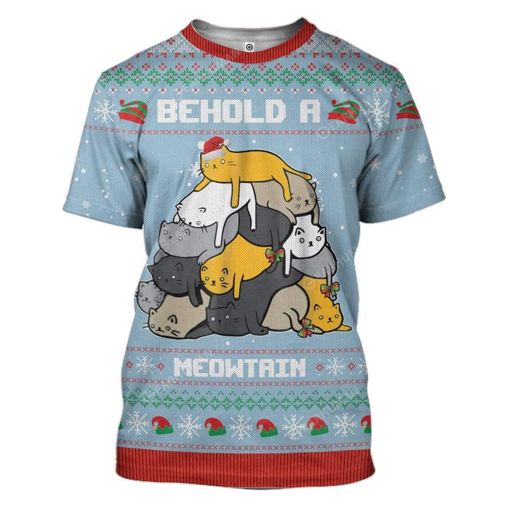 Ugly Christmas Cat Custom T-shirt - Hoodies Apparel HD-AT19111912 3D Custom Fleece Hoodies T-Shirt S 