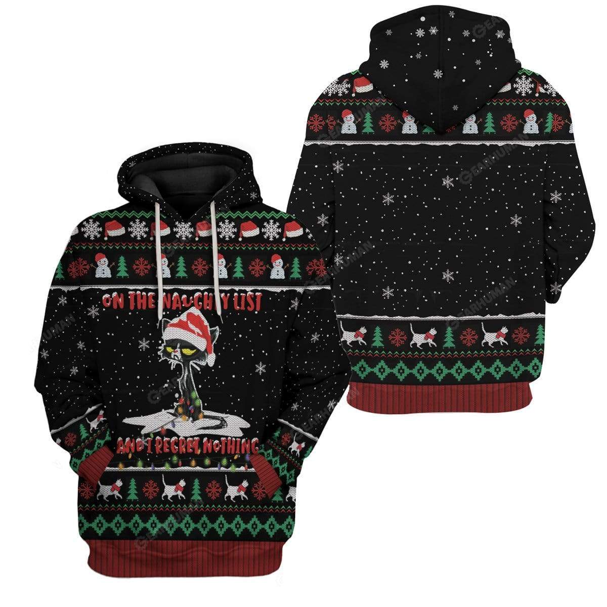 Ugly Christmas Cat Custom T-shirt - Hoodies Apparel HD-DT16111923 3D Custom Fleece Hoodies 