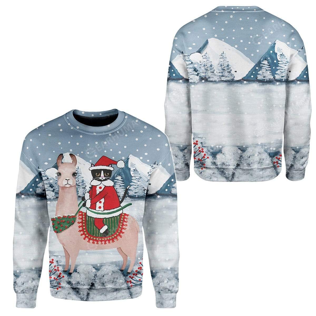 Ugly Christmas Cat Custom T-shirt - Hoodies Apparel HD-TT14111913 3D Custom Fleece Hoodies 