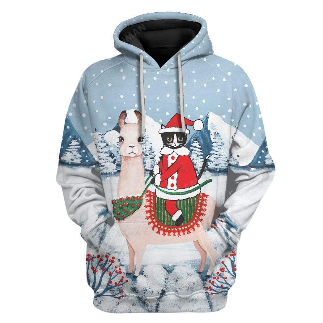 Ugly Christmas Cat Custom T-shirt - Hoodies Apparel HD-TT14111913 3D Custom Fleece Hoodies Hoodie S 