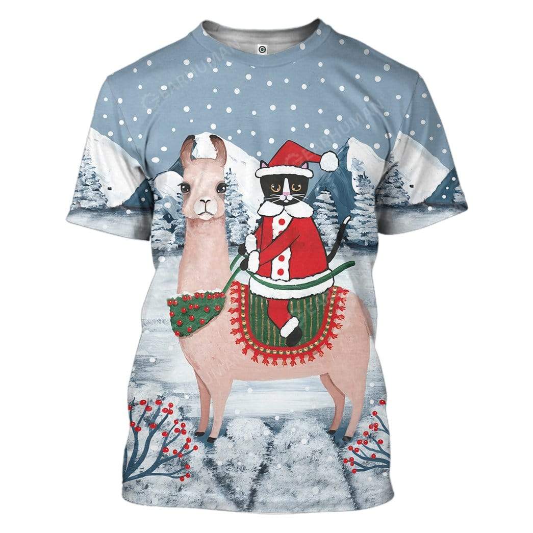 Ugly Christmas Cat Custom T-shirt - Hoodies Apparel HD-TT14111913 3D Custom Fleece Hoodies T-Shirt S 