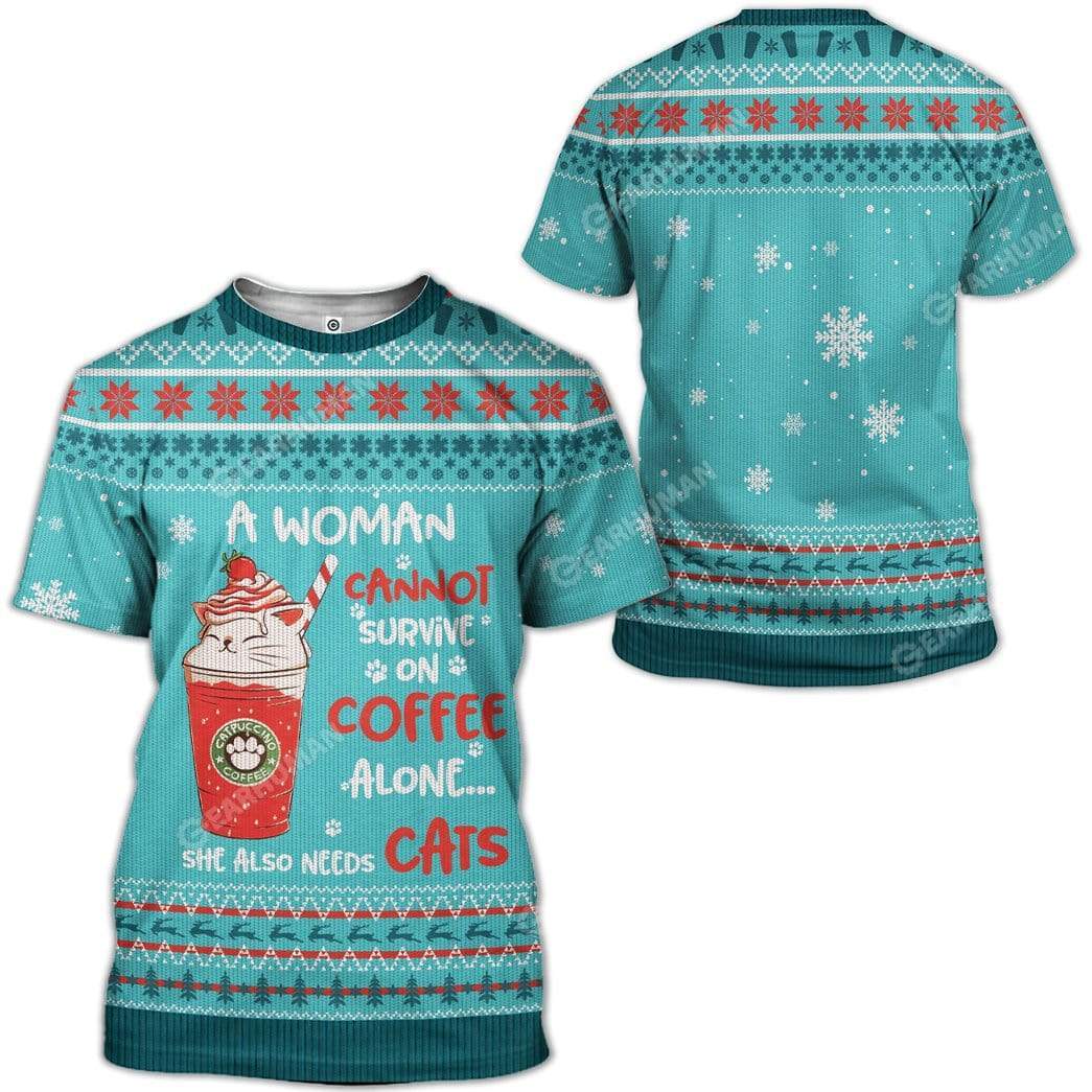 Ugly Christmas Coffee & Cat Custom T-Shirts Hoodies Apparel HD-TA25111911 3D Custom Fleece Hoodies 