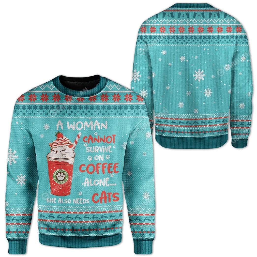 Ugly Christmas Coffee & Cat Custom T-Shirts Hoodies Apparel HD-TA25111911 3D Custom Fleece Hoodies 