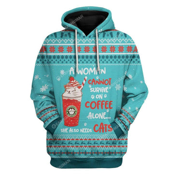 Ugly Christmas Coffee & Cat Custom T-Shirts Hoodies Apparel HD-TA25111911 3D Custom Fleece Hoodies Hoodie S 