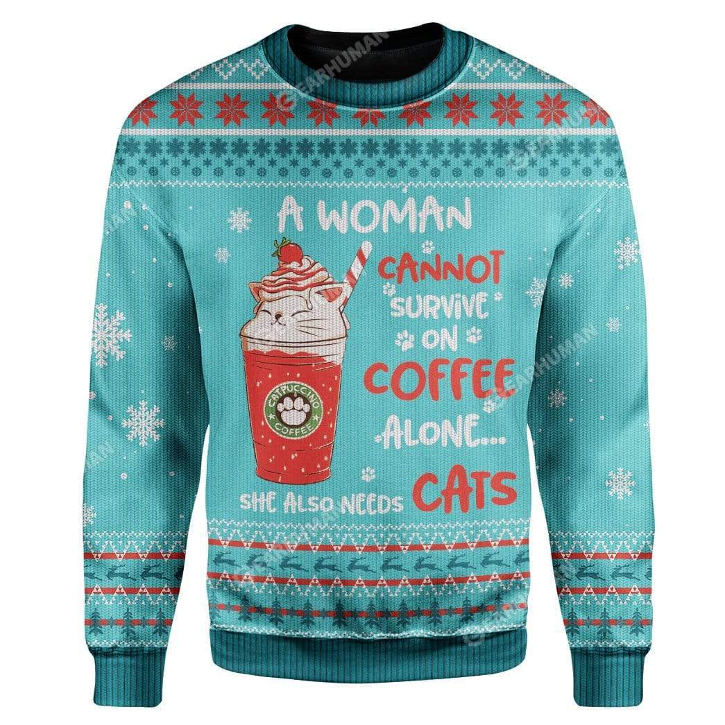 Ugly Christmas Coffee & Cat Custom T-Shirts Hoodies Apparel HD-TA25111911 3D Custom Fleece Hoodies Long Sleeve S 