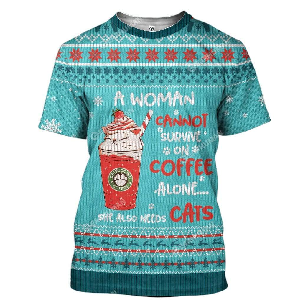 Ugly Christmas Coffee & Cat Custom T-Shirts Hoodies Apparel HD-TA25111911 3D Custom Fleece Hoodies T-Shirt S 