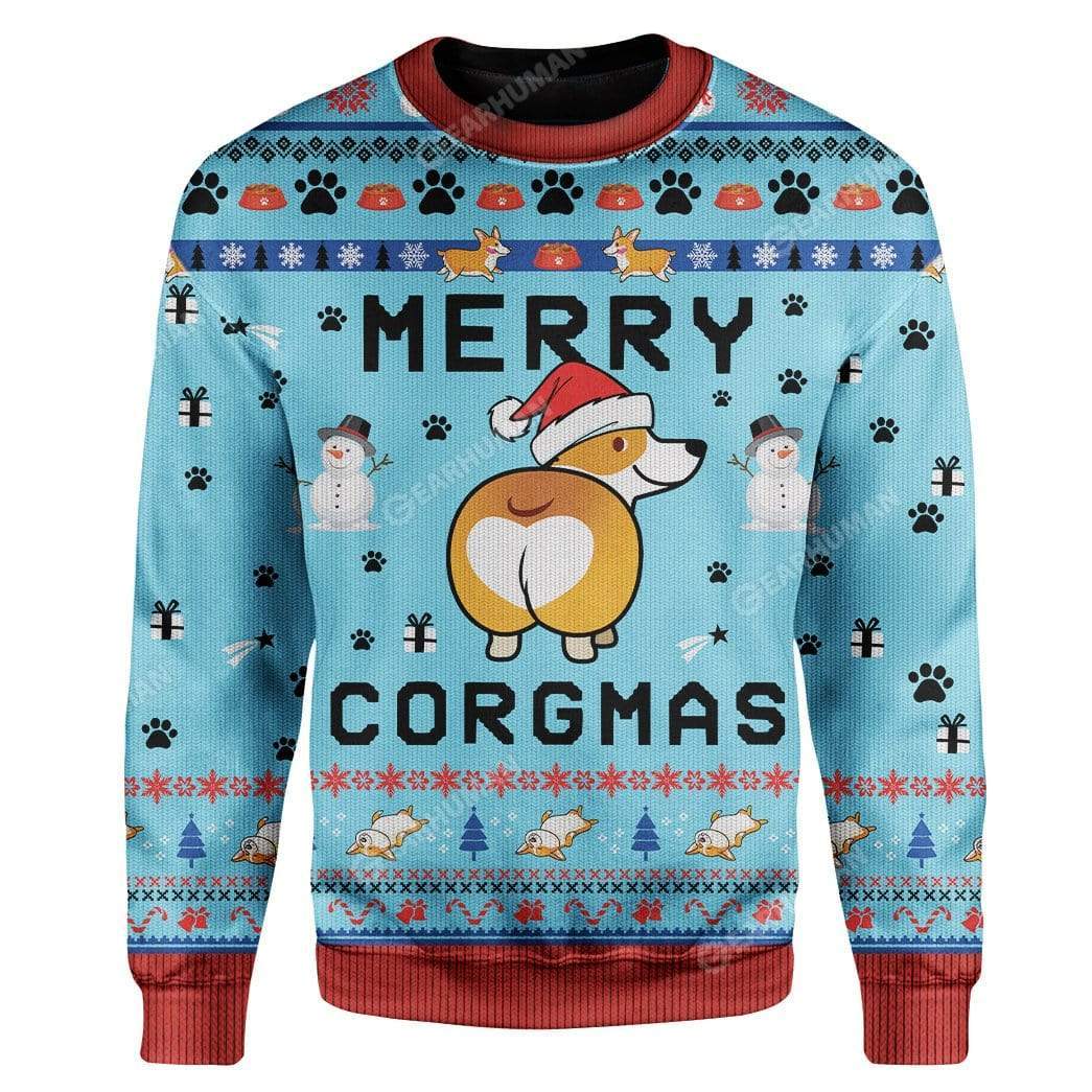 Ugly Christmas Corgi Custom T-shirt - Hoodies Apparel HD-TA15111906 3D Custom Fleece Hoodies Long Sleeve S 
