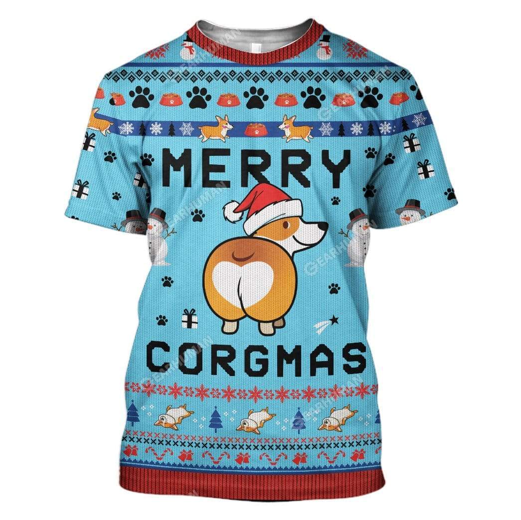 Ugly Christmas Corgi Custom T-shirt - Hoodies Apparel HD-TA15111906 3D Custom Fleece Hoodies T-Shirt S 