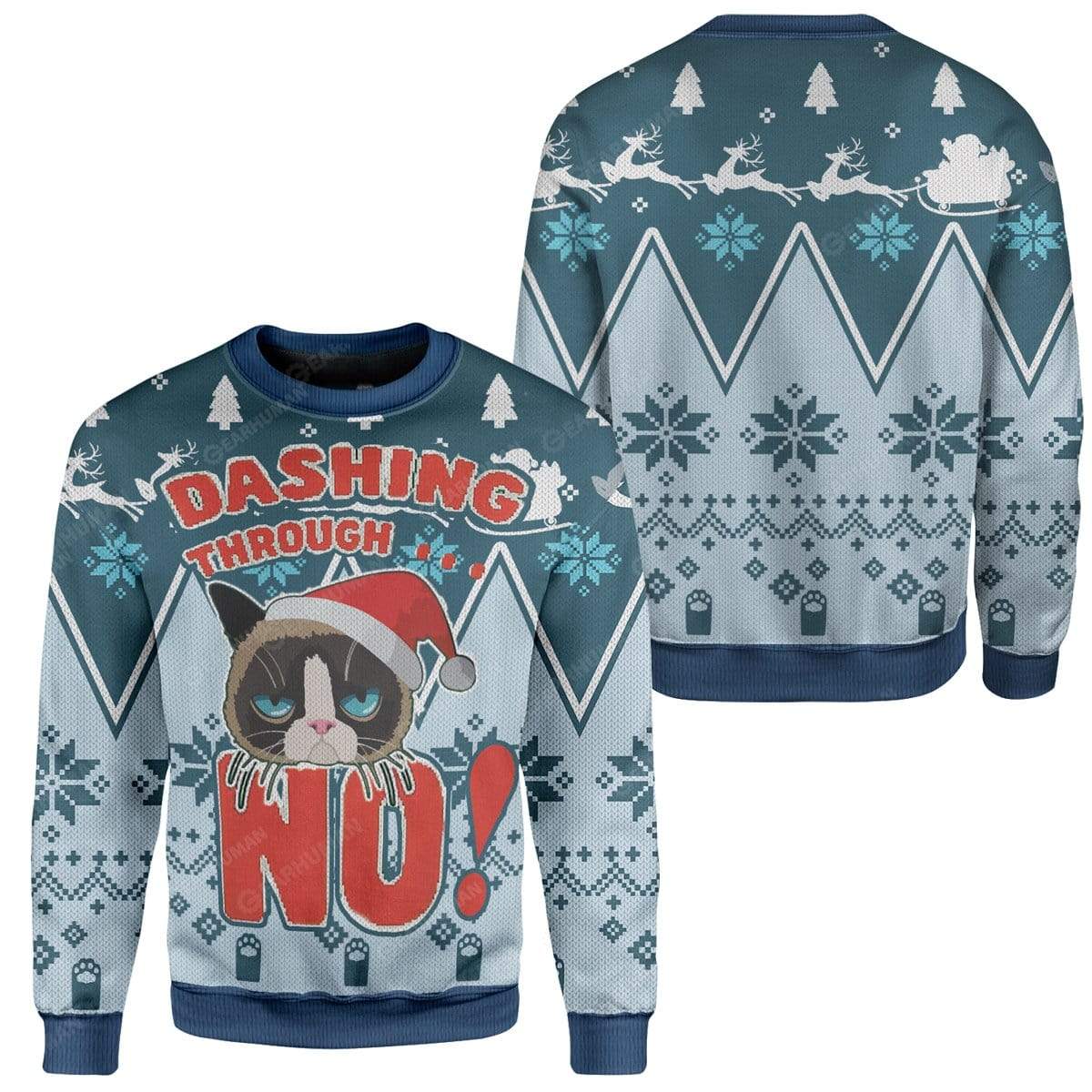 Ugly Christmas Dashing Through Grumpy Cat Custom Sweater Apparel HD-TA22111911 Ugly Christmas Sweater 
