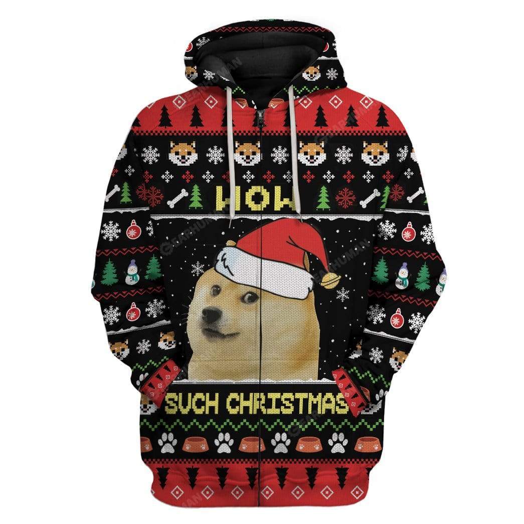 Ugly Christmas Dog Custom Sweater Apparel HD-DT12111907 3D Custom Fleece Hoodies Zip Hoodie S 