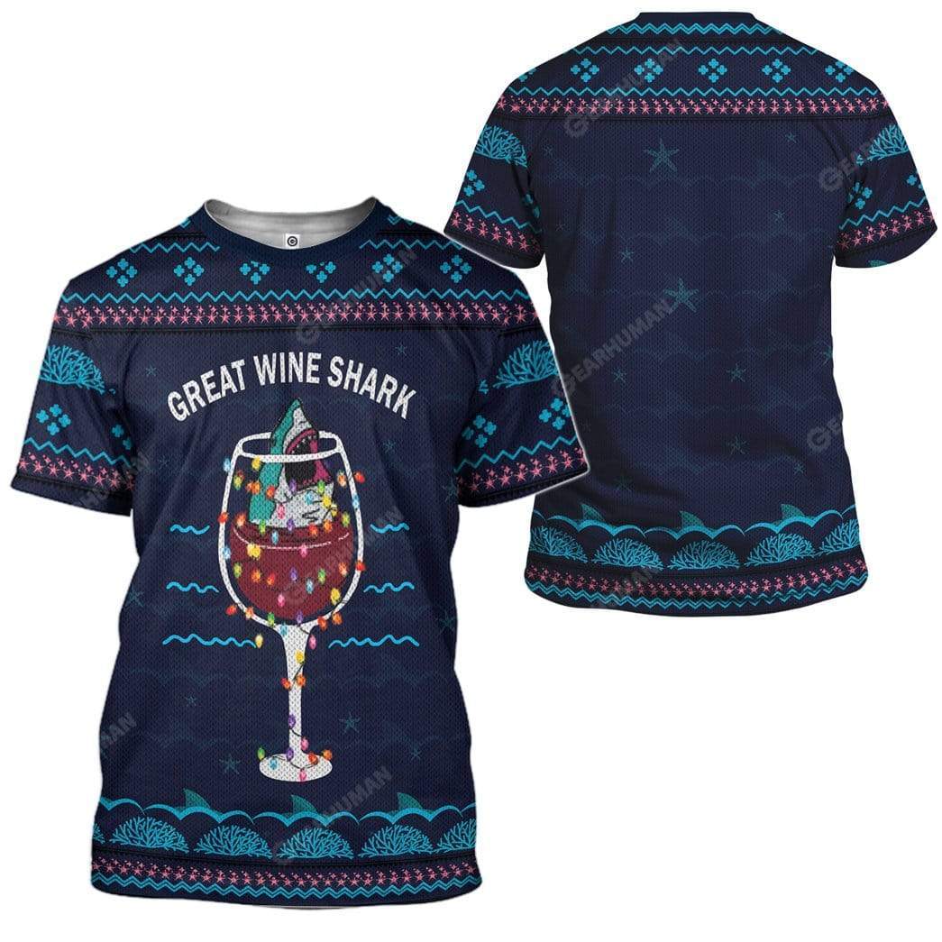Ugly Christmas Great Wine Shark Custom T-Shirts Hoodies Apparel AN-TA2711197 3D Custom Fleece Hoodies 