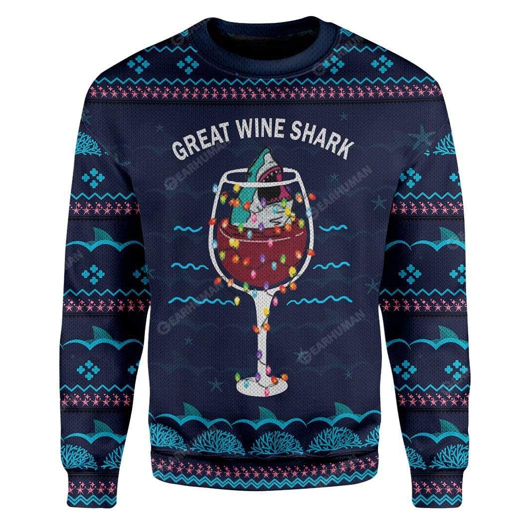 Ugly Christmas Great Wine Shark Custom T-Shirts Hoodies Apparel AN-TA2711197 3D Custom Fleece Hoodies Long Sleeve S 