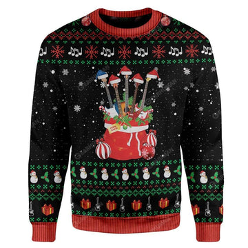 Gearhumans Ugly Christmas Guitars Santa Custom Sweater Apparel