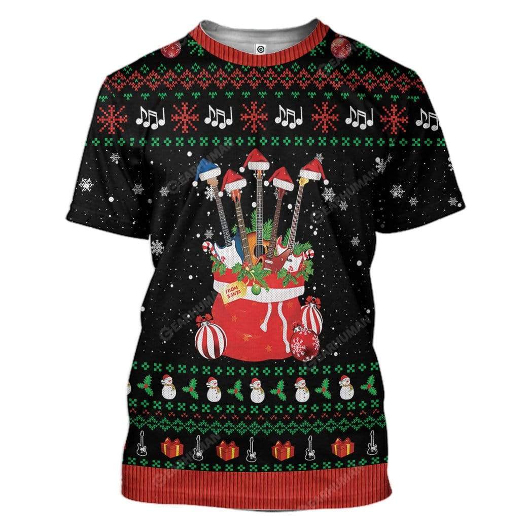 Ugly Christmas Guitars Santa Custom T-Shirts Hoodies Apparel HD-DT25111910 3D Custom Fleece Hoodies T-Shirt S 
