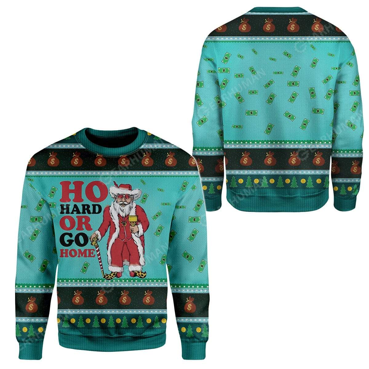 Ugly Christmas Ho Hard Or Go Home Custom Sweater Apparel HD-TA12111919 Ugly Christmas Sweater 