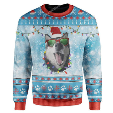 Gearhumans Ugly Christmas Husky Hoodie T-Shirts Apparel