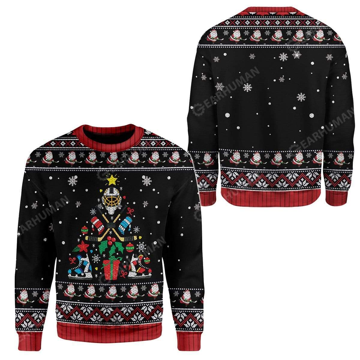 Ugly Christmas Ice Hockey Christmas Tree Hoodie T-Shirts Apparel SP-AT2711196 3D Custom Fleece Hoodies 