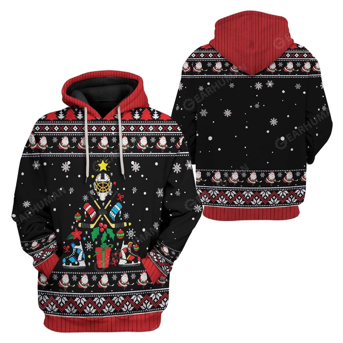Ugly Christmas Ice Hockey Christmas Tree Hoodie T-Shirts Apparel SP-AT2711196 3D Custom Fleece Hoodies 