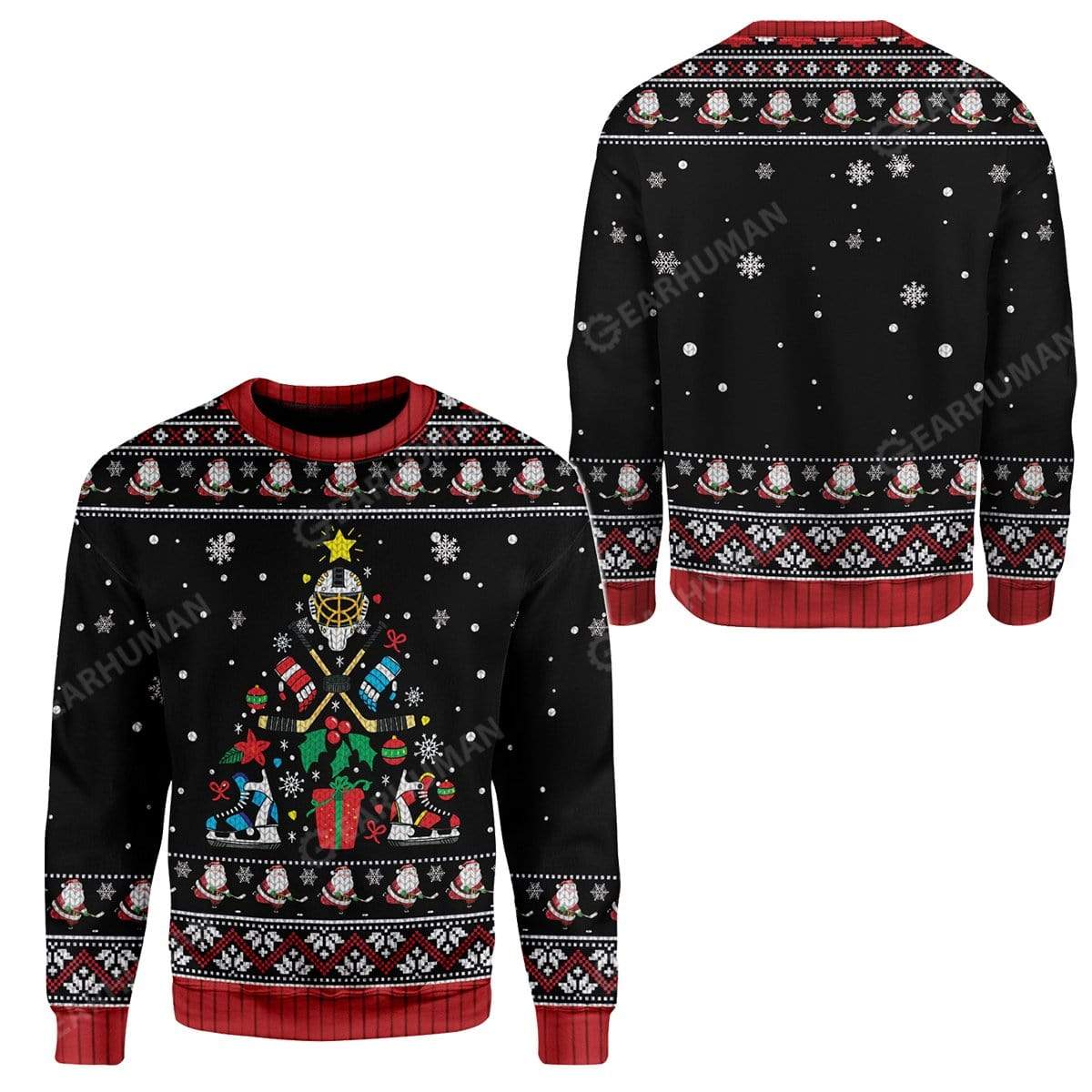Ugly Christmas Ice Hockey Christmas Tree Sweater Apparel SP-AT2711196 Ugly Christmas Sweater 