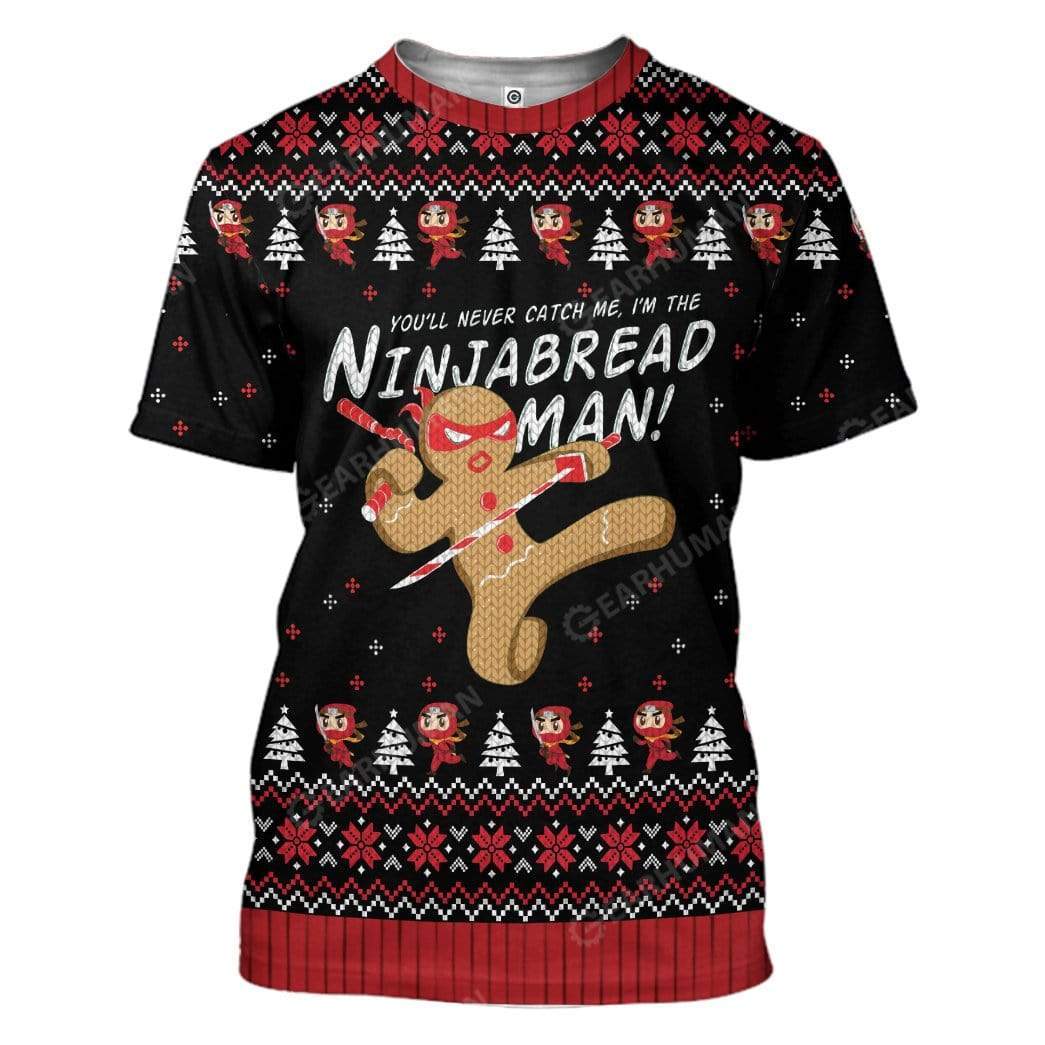 Ugly Christmas I'm The Ninjabread Man Hoodie T-Shirts Apparel HD-AT3011191 3D Custom Fleece Hoodies T-Shirt S 