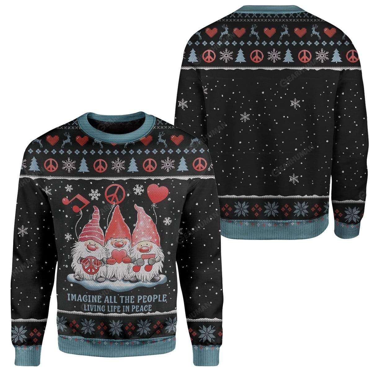 Ugly Christmas Imagine All The People Living Life In Peace Custom Sweater Apparel HD-DT25111909 Ugly Christmas Sweater 