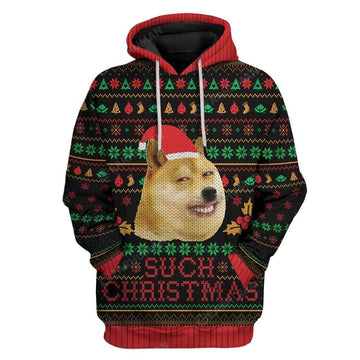 Gearhumans Ugly Christmas Internet Shiba Inu Meme Such Hoodie T-Shirts Apparel