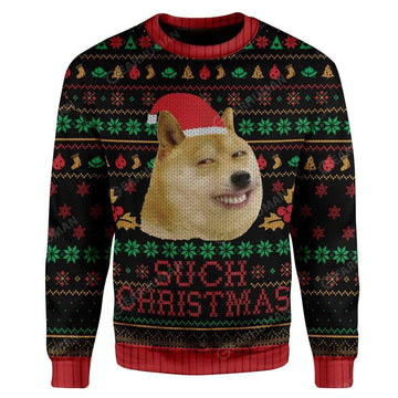 Gearhumans Ugly Christmas Internet Shiba Inu Meme Such Hoodie T-Shirts Apparel