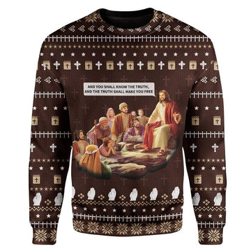 Ugly Christmas Jesus Custom Sweater Apparel HD-AT16111907 Ugly Christmas Sweater Long Sleeve S 