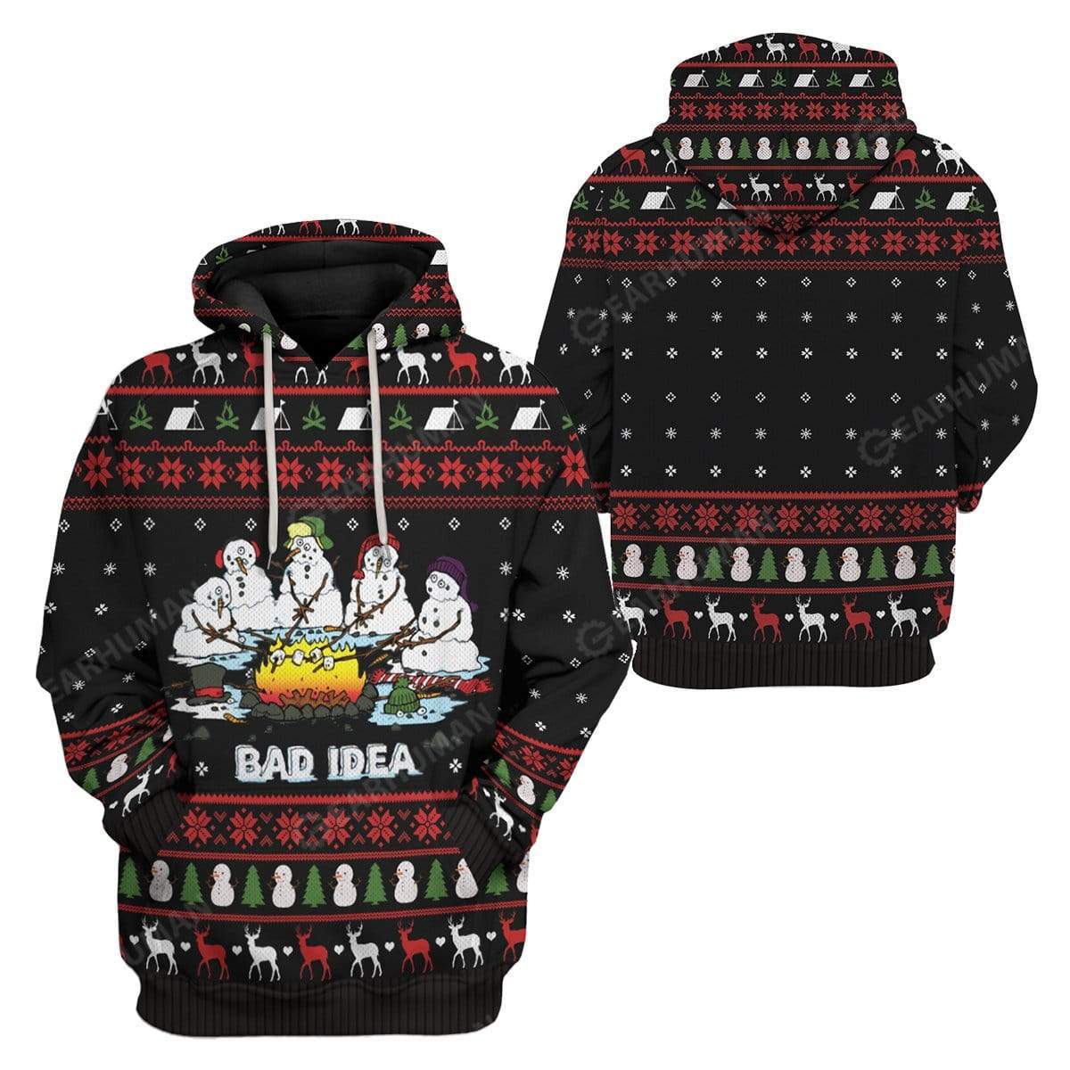 Ugly Christmas Melting Snow Man Camping Bad Idea Hoodie T-Shirts Apparel HD-TA3011194 3D Custom Fleece Hoodies 