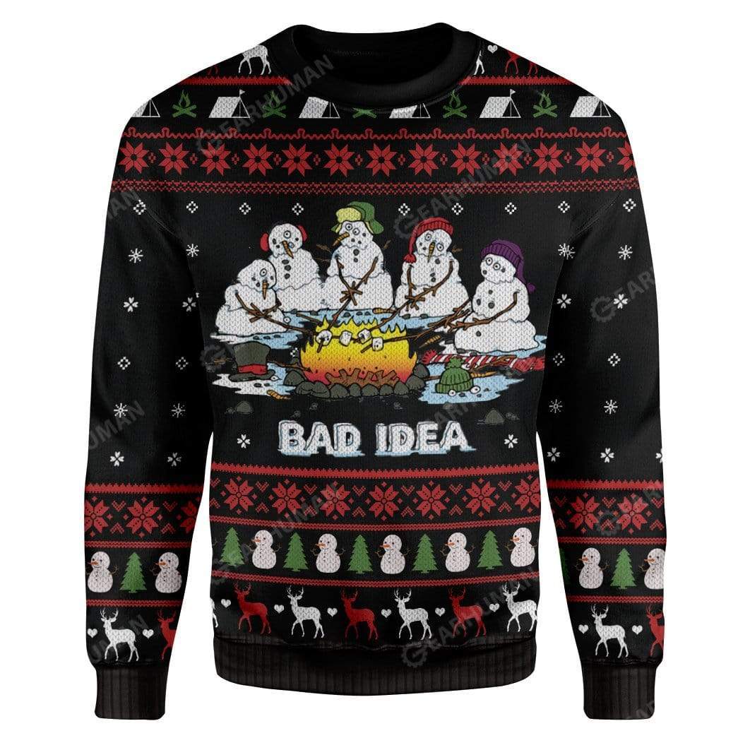 Ugly Christmas Melting Snow Man Camping Bad Idea Hoodie T-Shirts Apparel HD-TA3011194 3D Custom Fleece Hoodies Long Sleeve S 