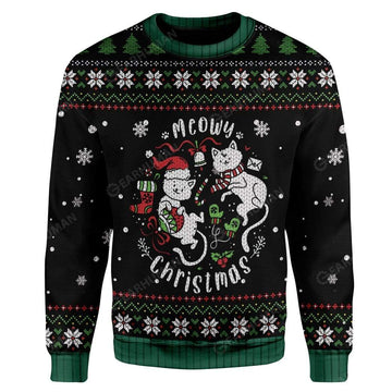 Ugly Christmas Meowy Christmas Custom Sweater Apparel CT-AT2611197 Ugly Christmas Sweater Long Sleeve S 