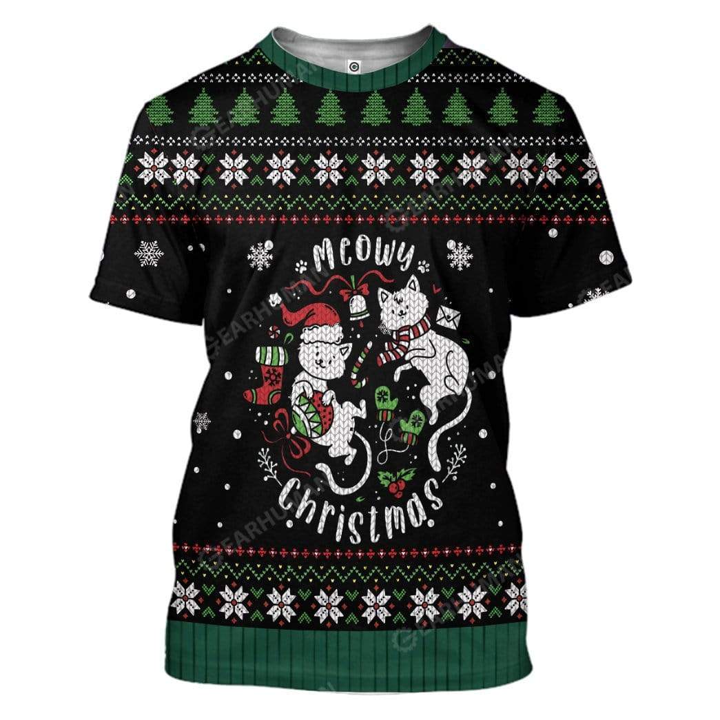 Ugly Christmas Meowy Christmas Custom T-Shirts Hoodies Apparel CT-AT2611197 3D Custom Fleece Hoodies T-Shirt S 