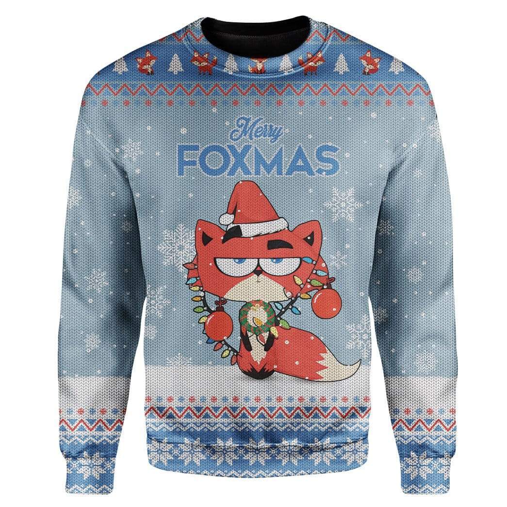 Ugly Christmas Merry Foxmas Custom Sweater Apparel HD-DT11111904 Ugly Christmas Sweater Long Sleeve S 